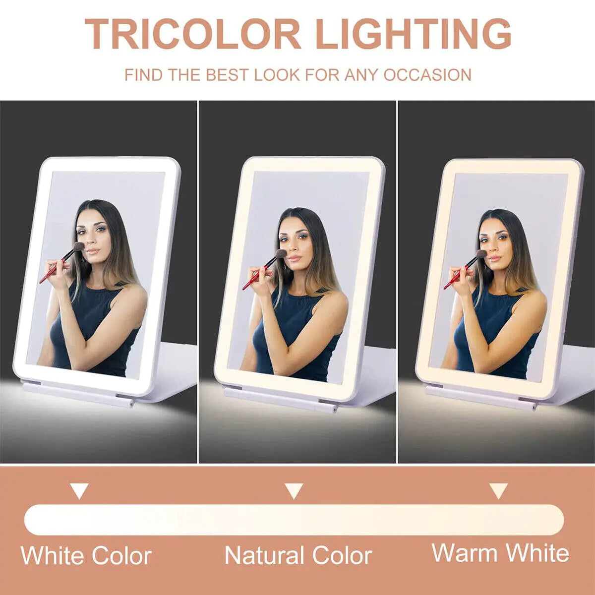 Foldable LED Touch Screen Makeup Mirror