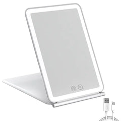 Foldable LED Touch Screen Makeup Mirror