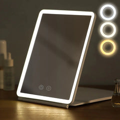 Foldable LED Touch Screen Makeup Mirror
