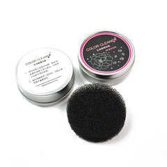Silicone Makeup Brush Cleaner Mat Language next to two color cleaner tins for easy makeup brush maintenance.